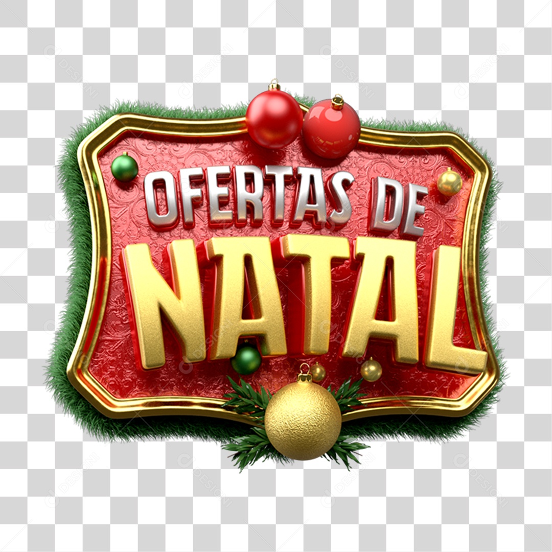 Selo 3D Ofertas de Natal Para Composição PNG Transparente