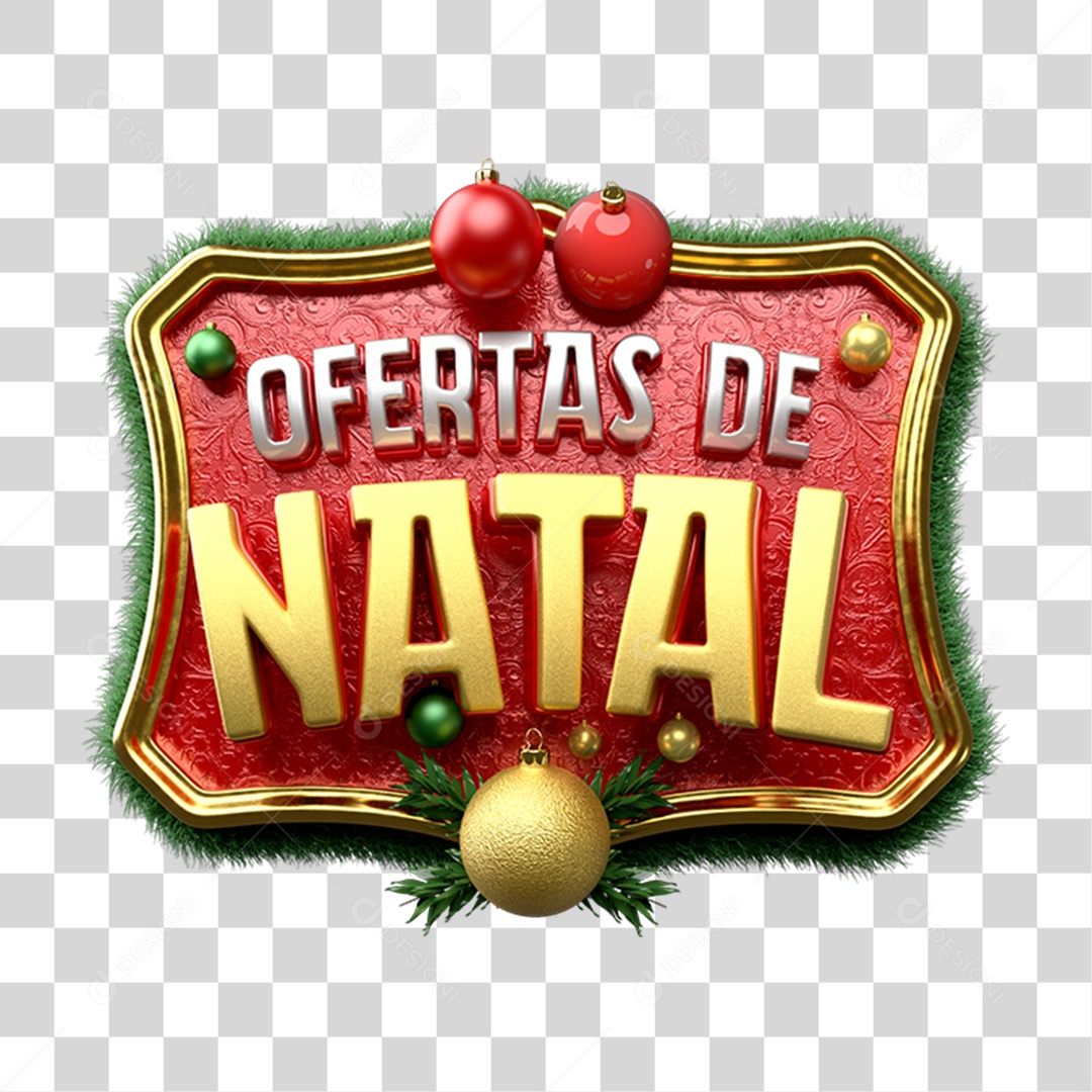 Selo 3D Ofertas de Natal Para Composição PNG Transparente