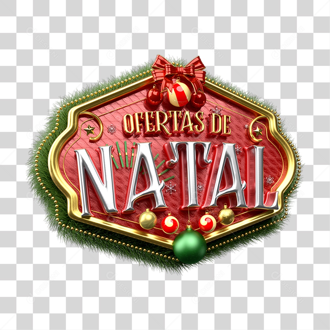 Selo 3D Ofertas de Natal Para Composição PNG Transparente