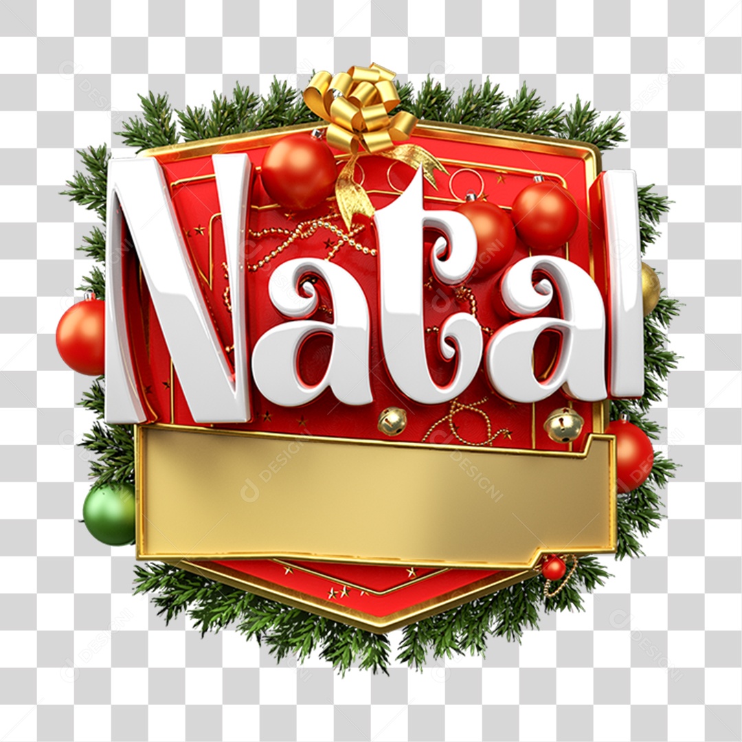 Selo 3D Natal  Para Composição PNG Transparente