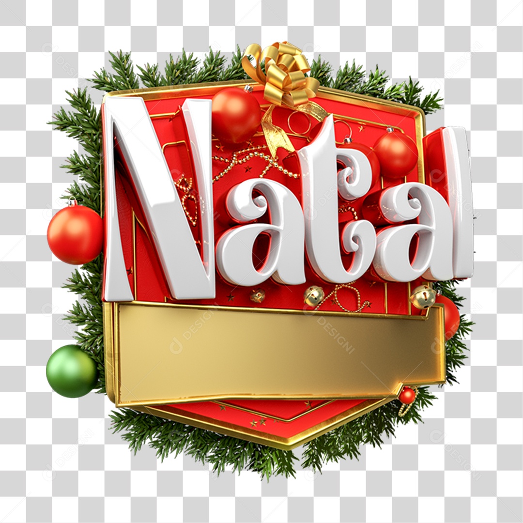 Selo 3D Natal  Para Composição PNG Transparente