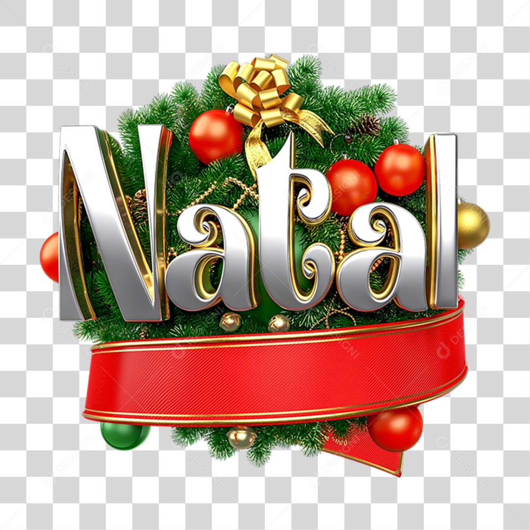 Selo 3D Natal  Para Composição PNG Transparente