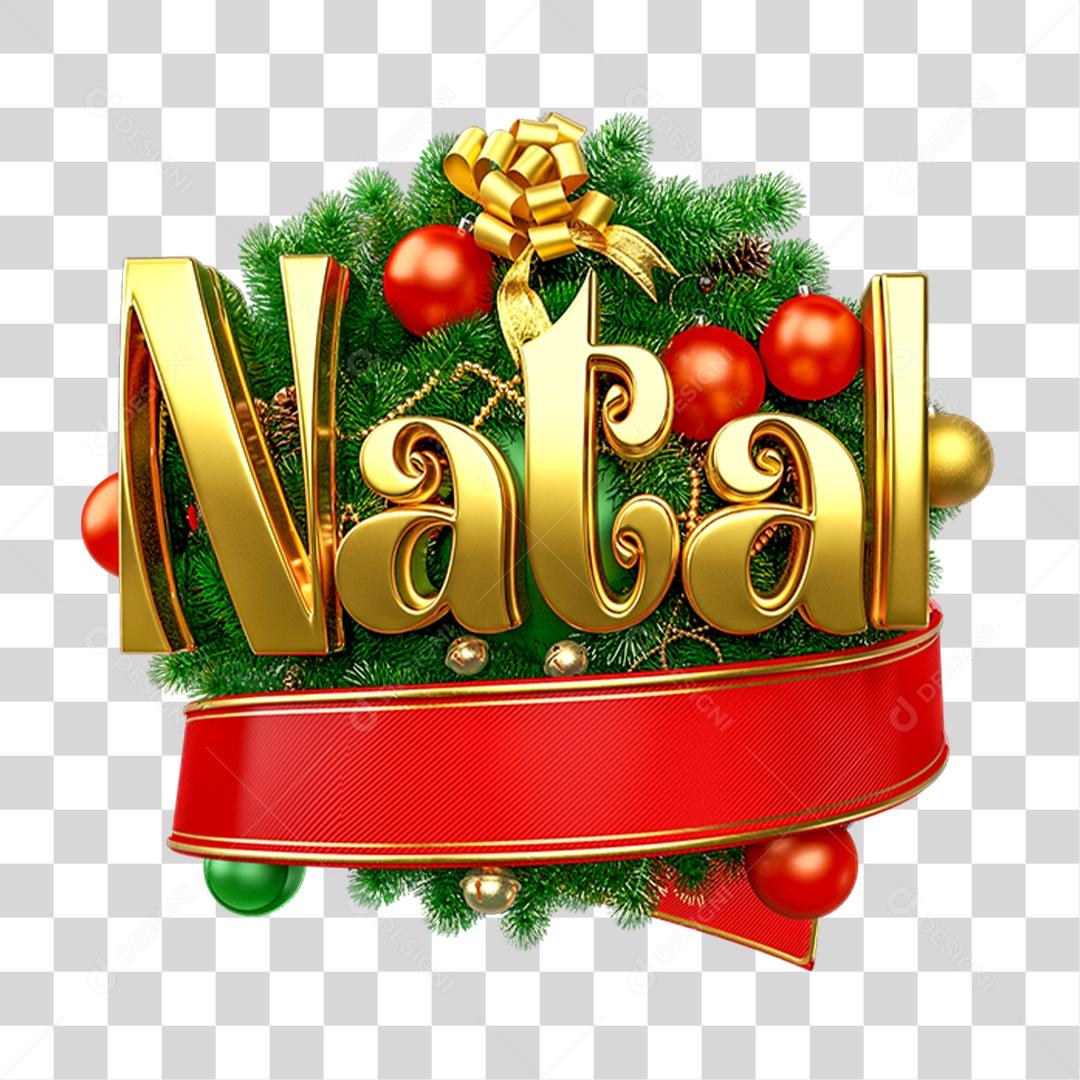 Selo 3D Natal  Para Composição PNG Transparente