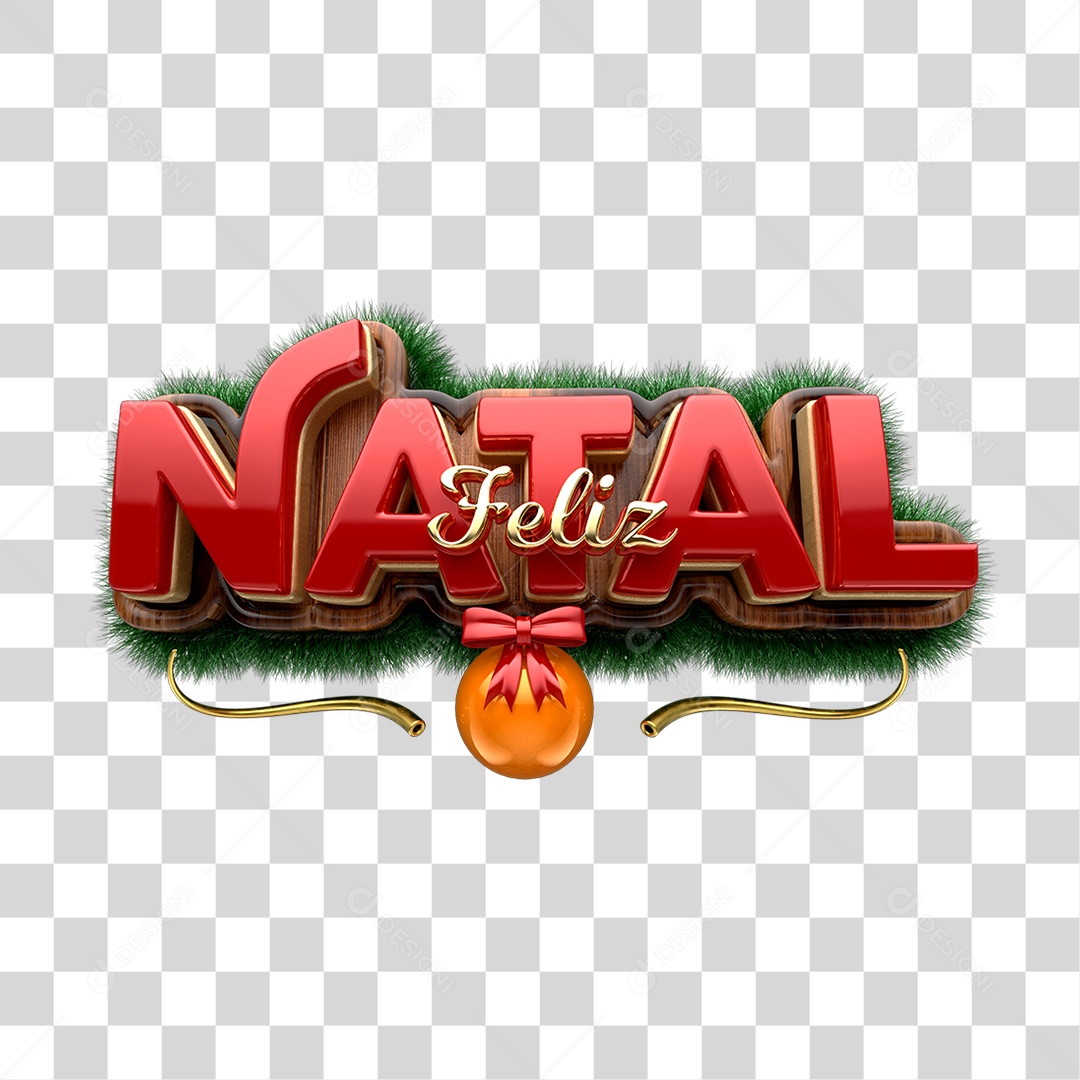 Selo 3D Feliz Natal Para Composição PNG Transparente