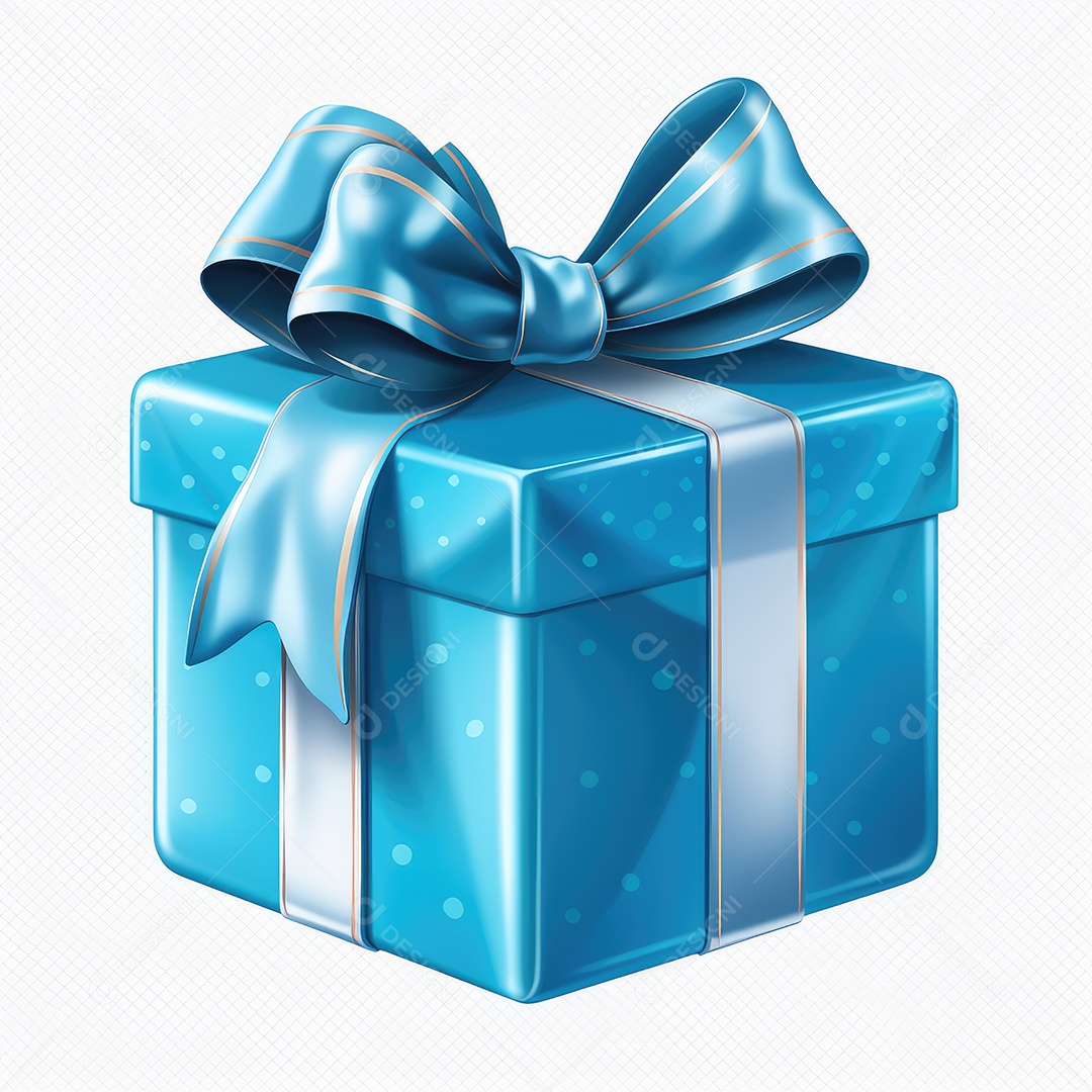 Caixa de presente com laço e fita azul