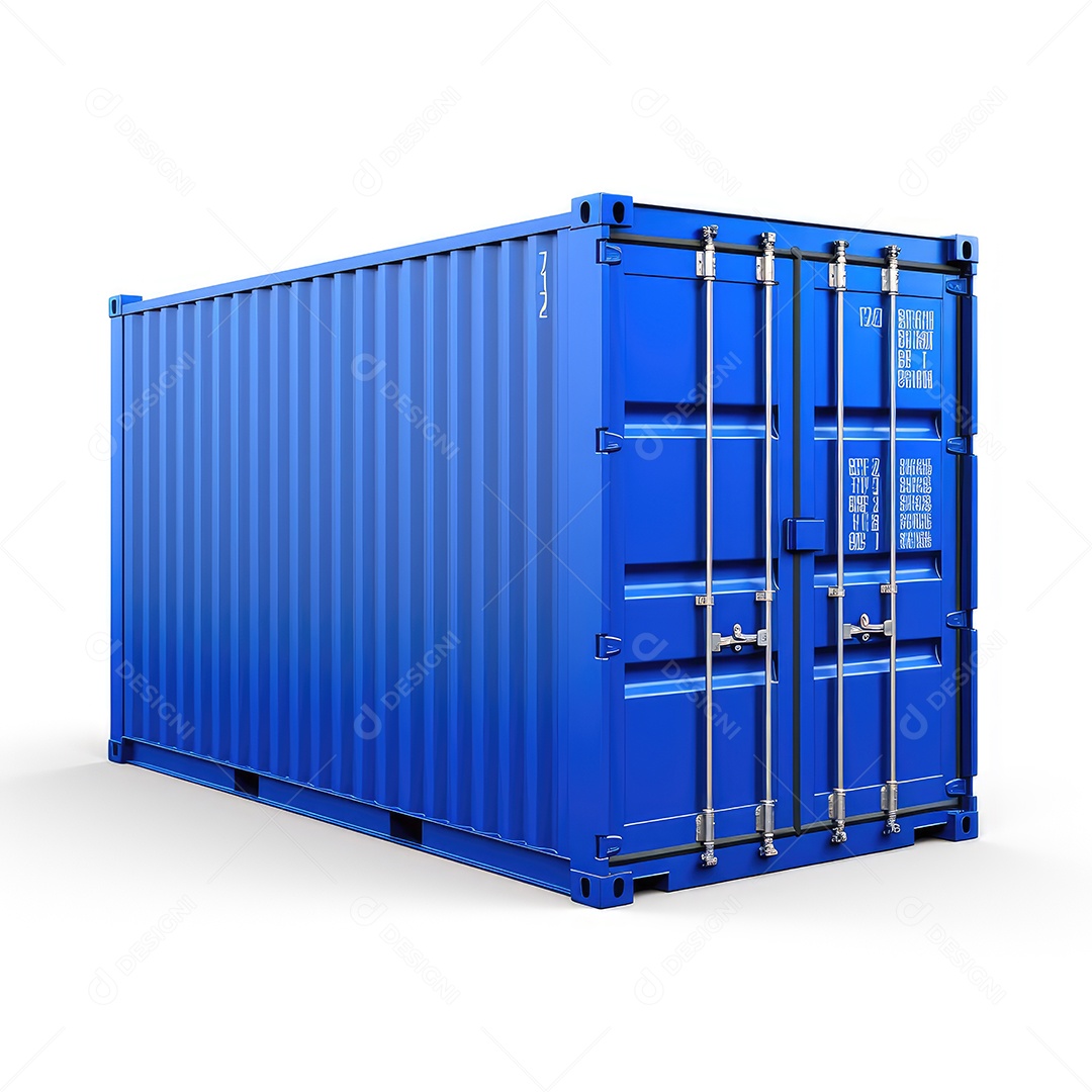 Contêiner azul sobre um fundo branco