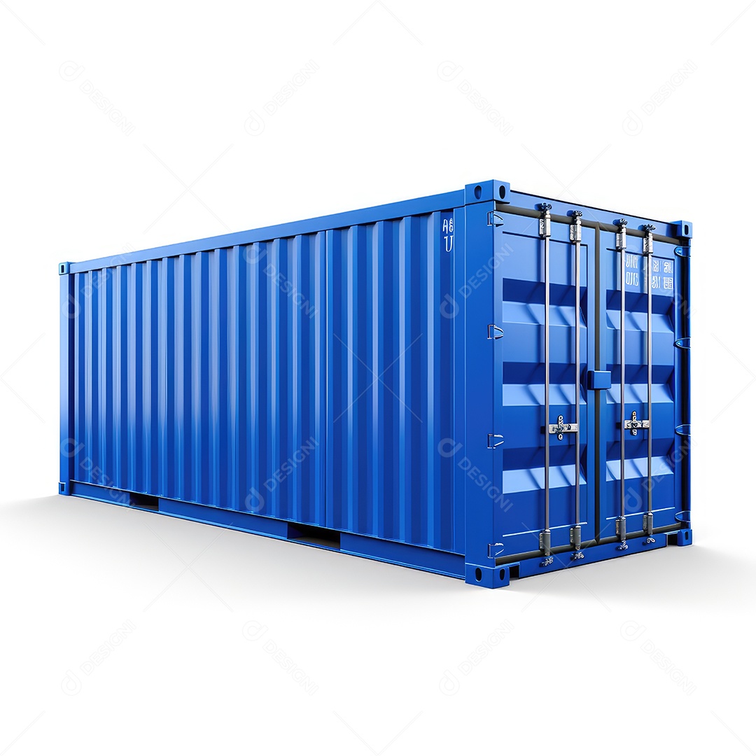 Contêiner azul sobre um fundo branco