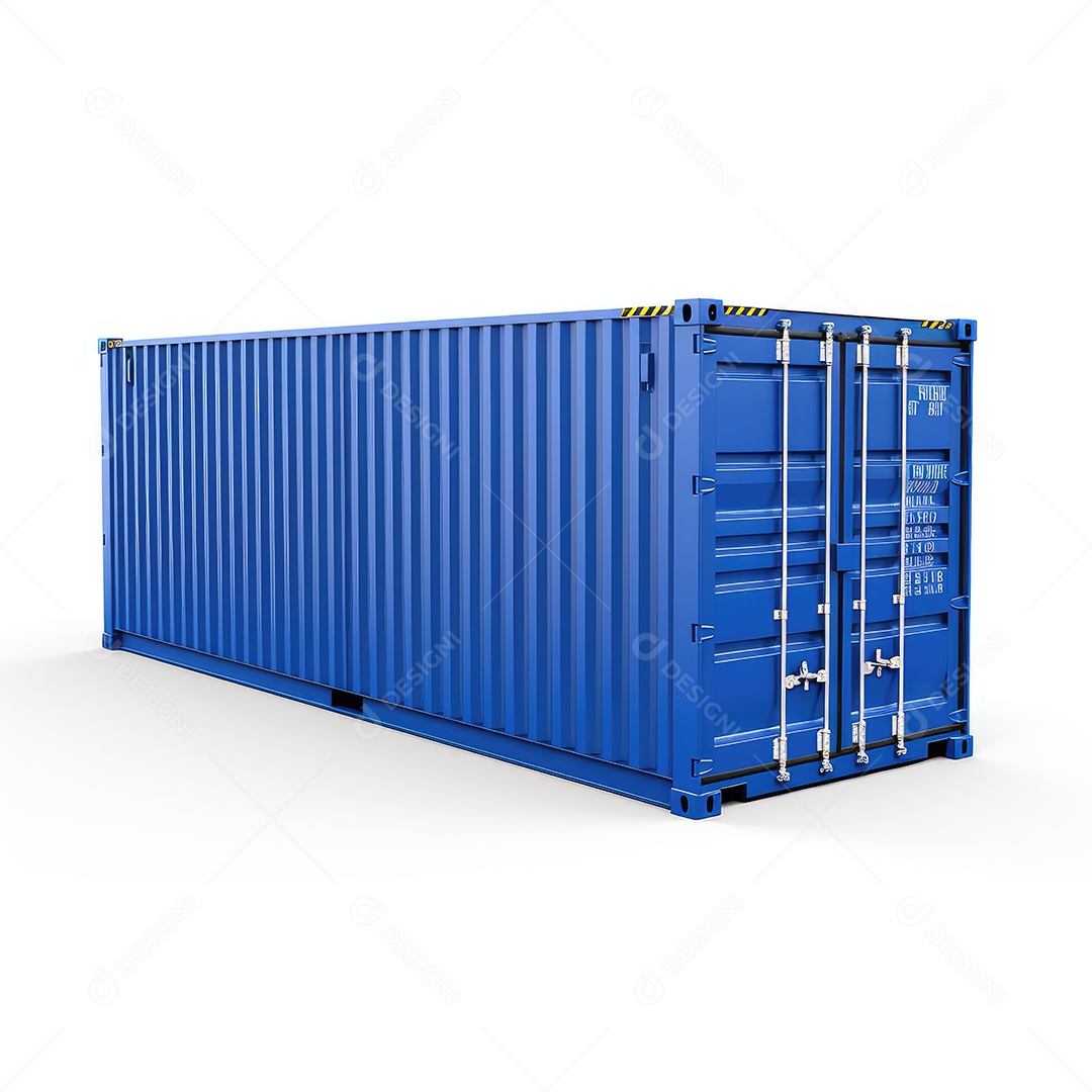 Contêiner azul sobre um fundo branco