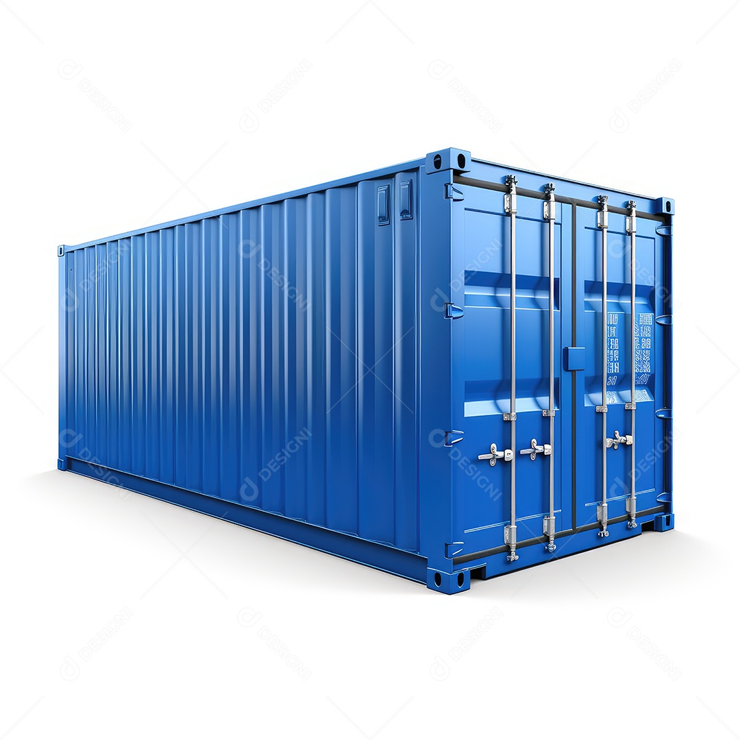 Contêiner azul sobre um fundo branco