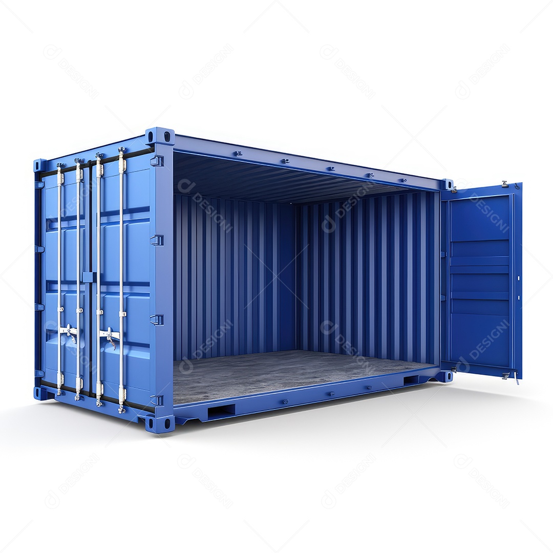 Contêiner azul sobre um fundo branco