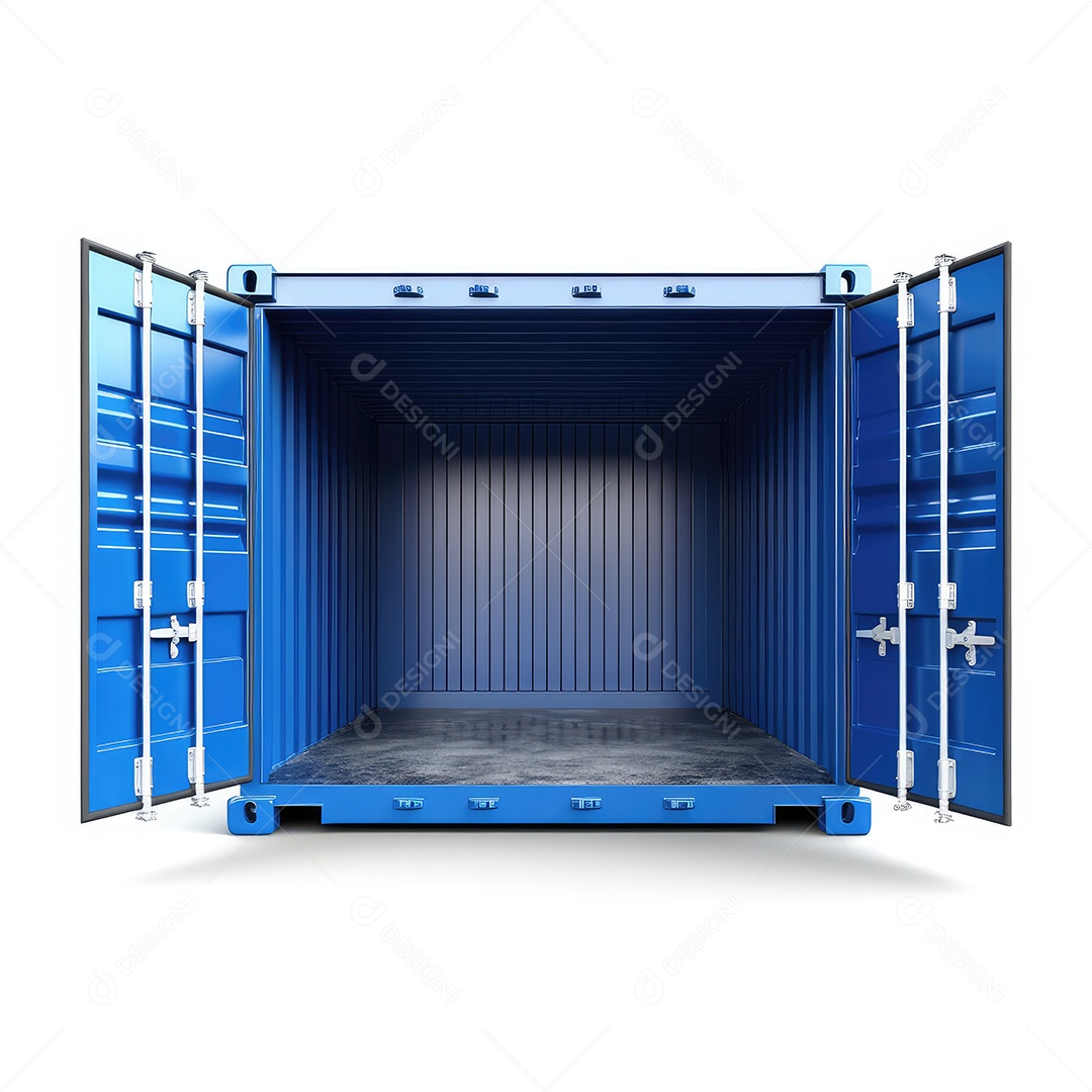 Contêiner azul sobre um fundo branco