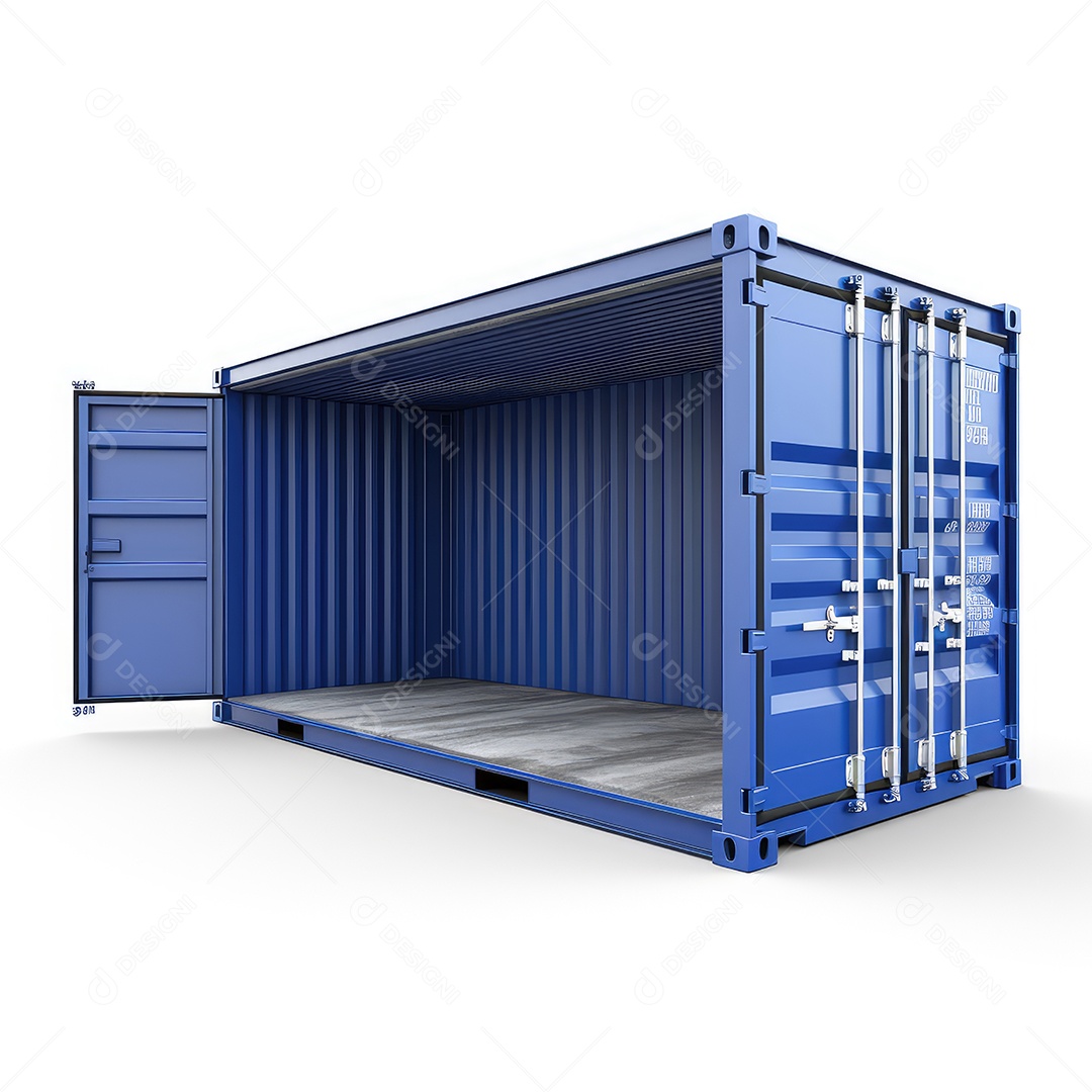 Contêiner azul sobre um fundo branco