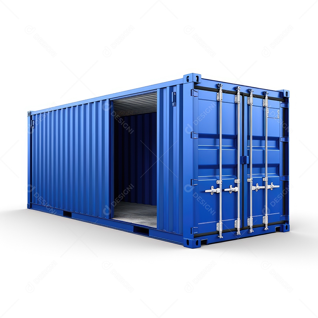 Contêiner azul sobre um fundo branco