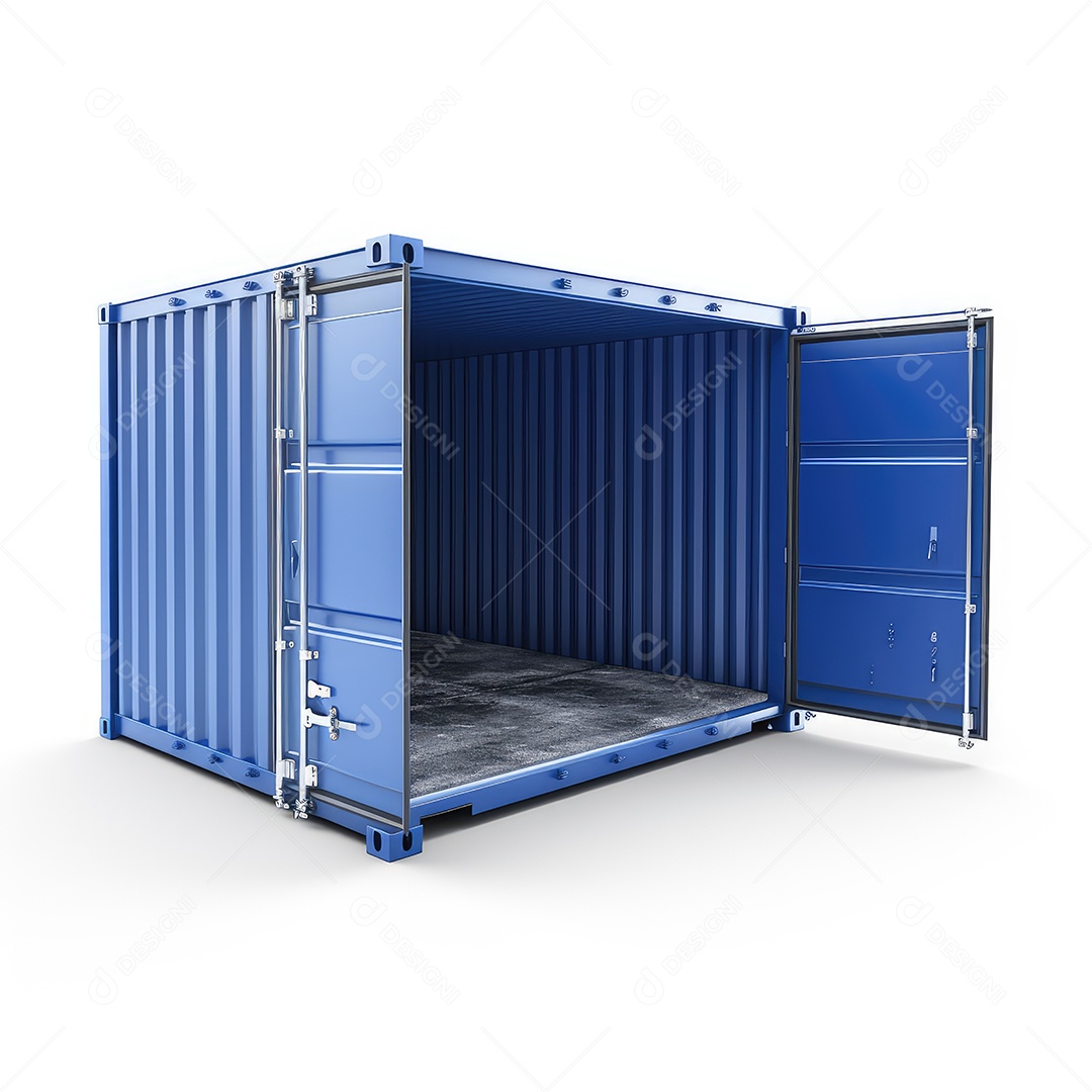 Contêiner azul sobre um fundo branco