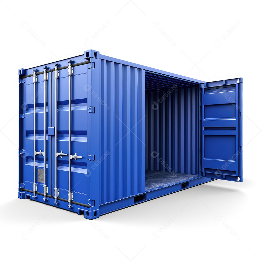 Contêiner azul sobre um fundo branco