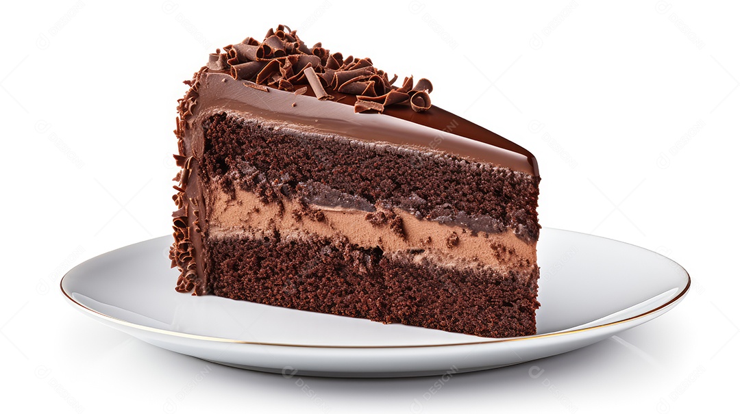 Fatia de bolo com brigadeiro