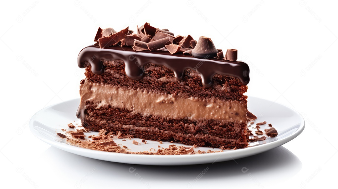 Fatia de bolo de chocolate com bombom