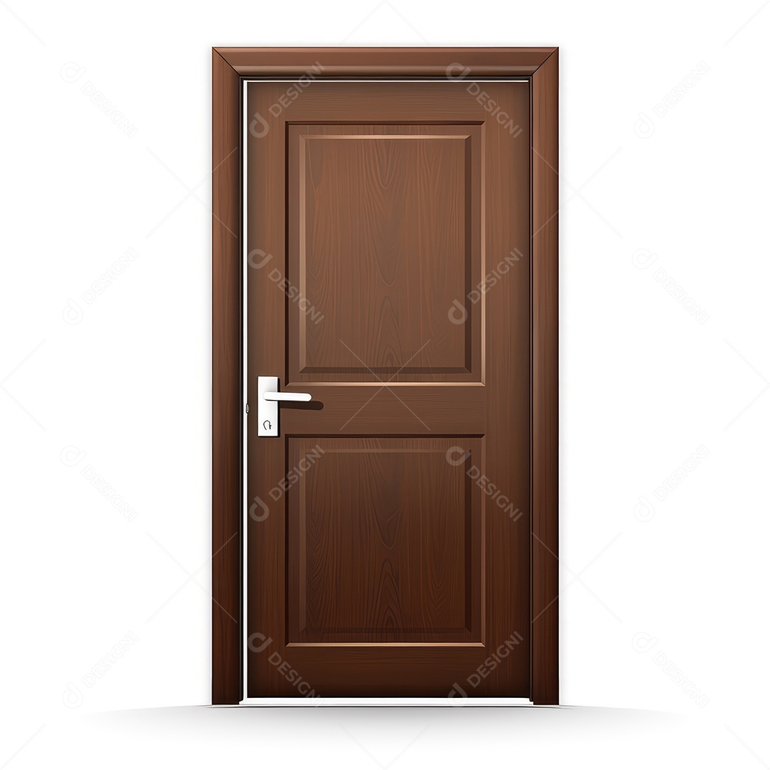 Porta de madeira simples sobre fundo branco