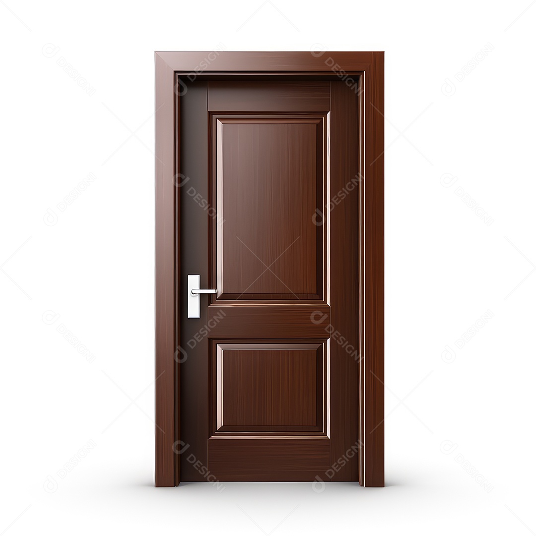 Porta de madeira simples de fundo branco