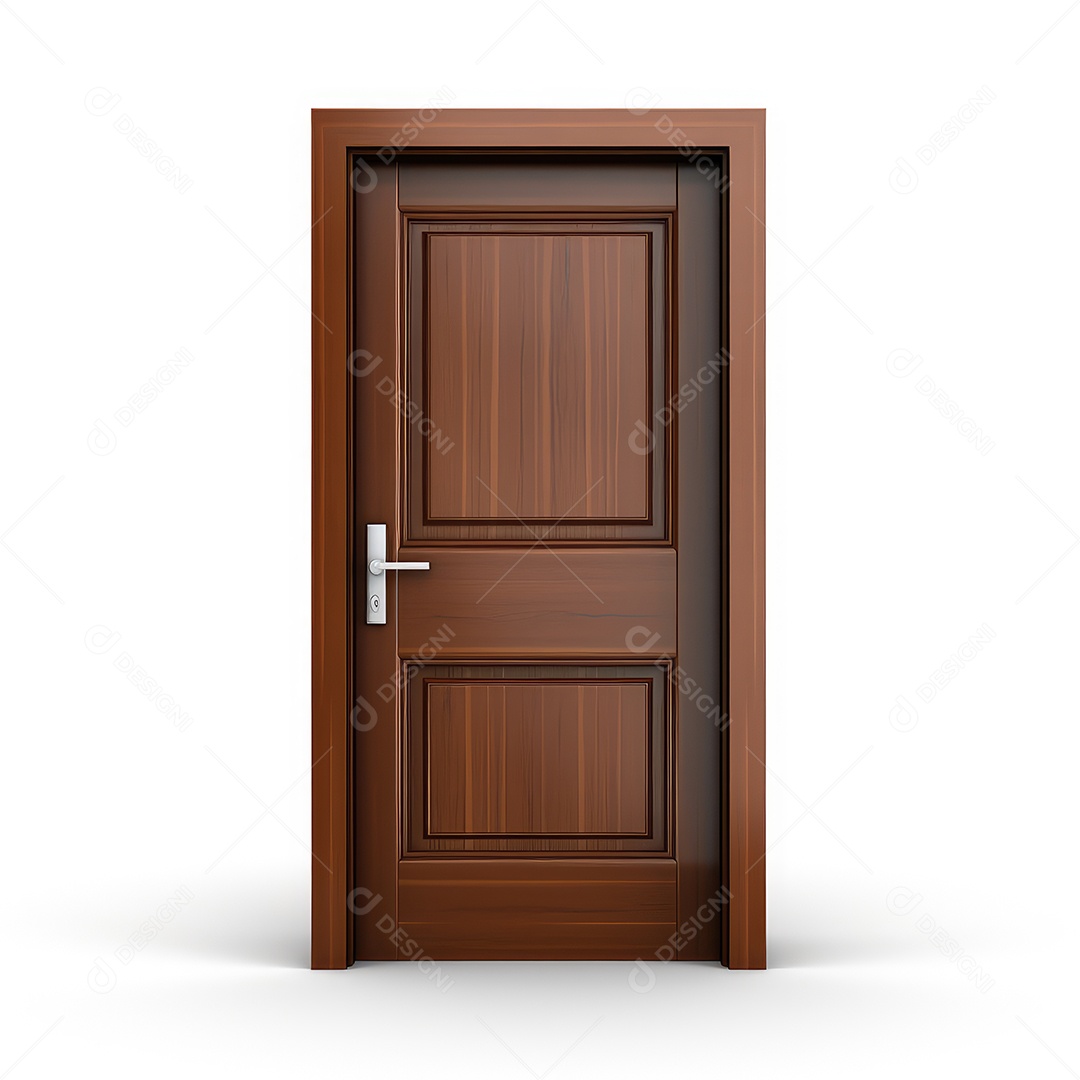 Porta de madeira simples sobre fundo branco