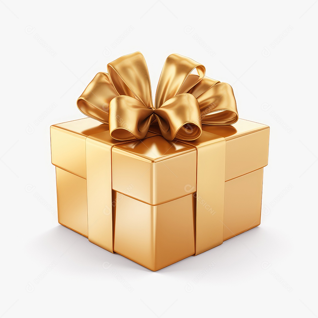 Caixa de presente com fita embalagem dourada