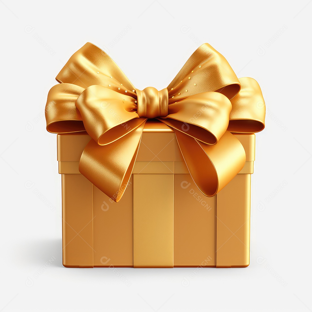 Caixa de presente com fita embalagem dourada