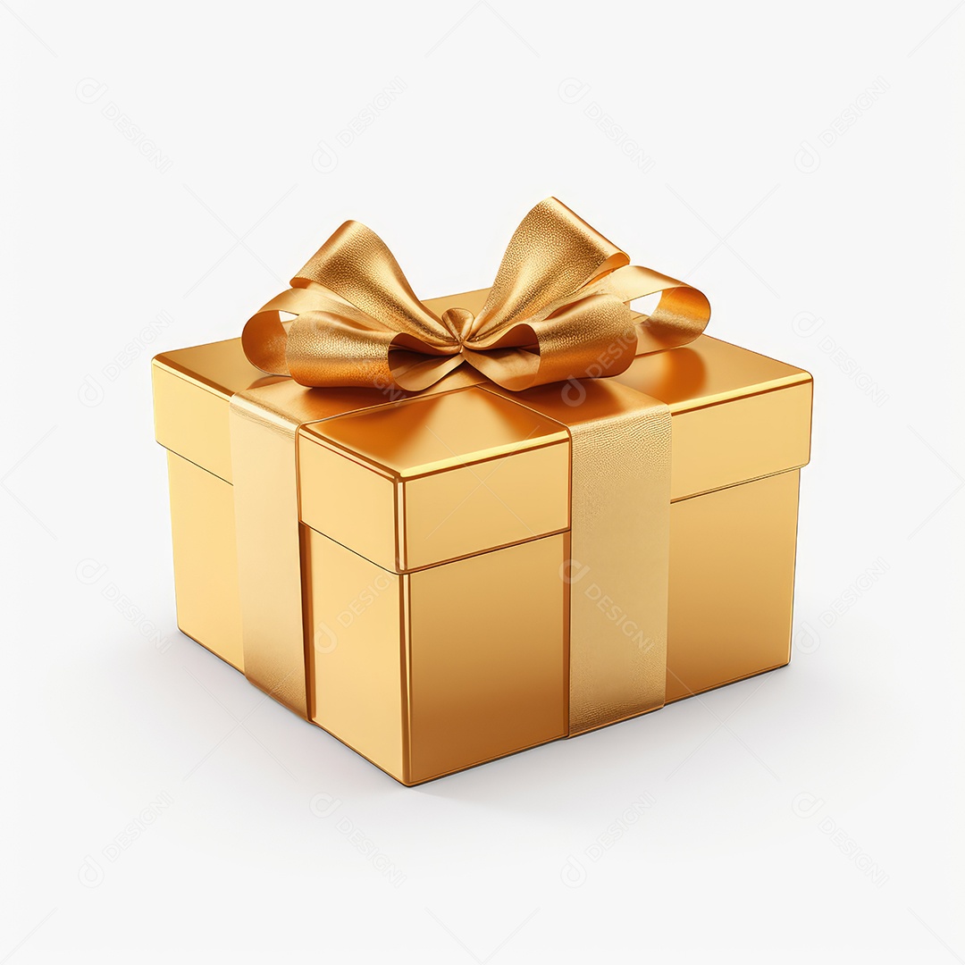 Caixa de presente com fita embalagem dourada