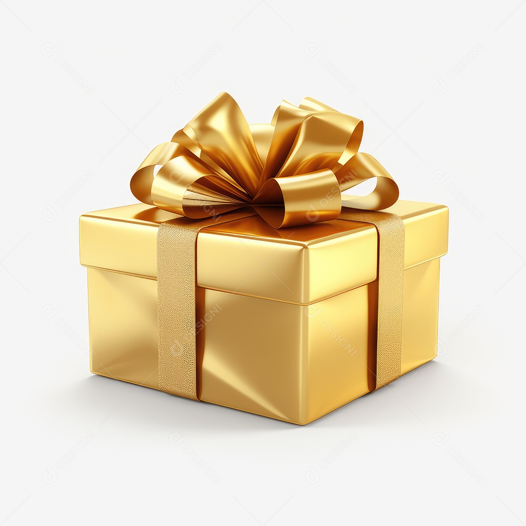 Caixa de presente com fita embalagem dourada