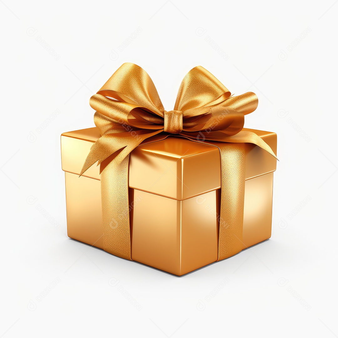 Caixa de presente com fita embalagem dourada