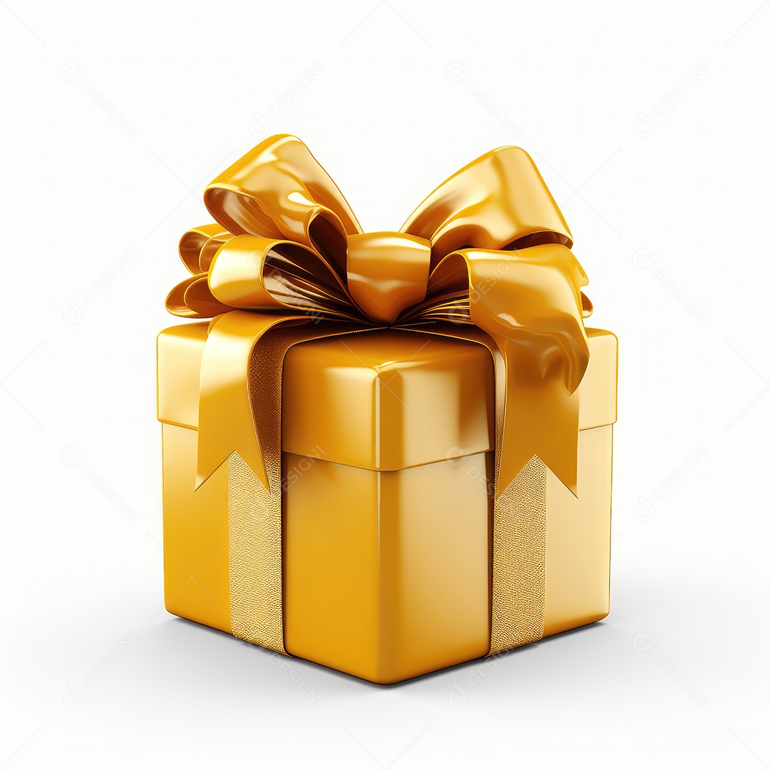 Caixa de presente com fita embalagem dourada