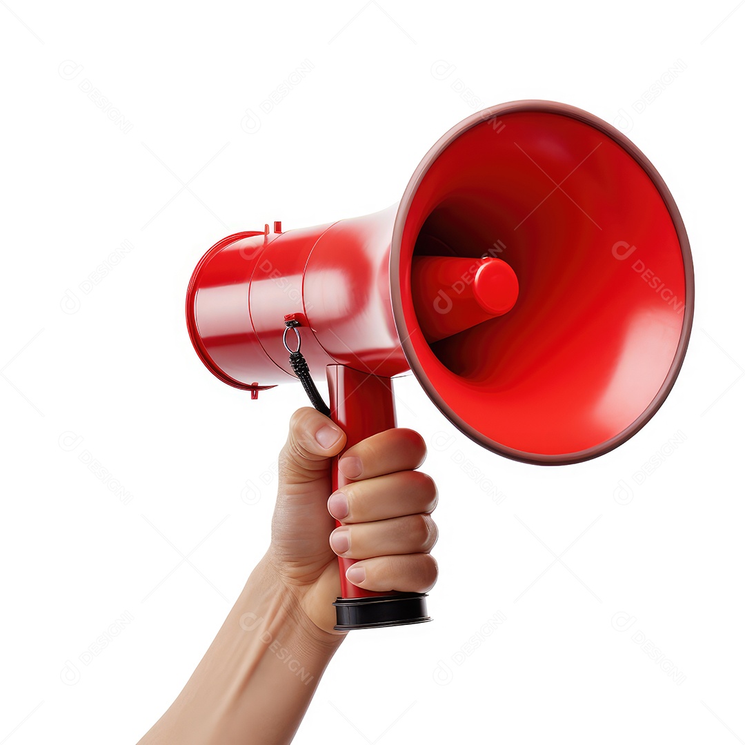 Mão masculina segurando um megafone