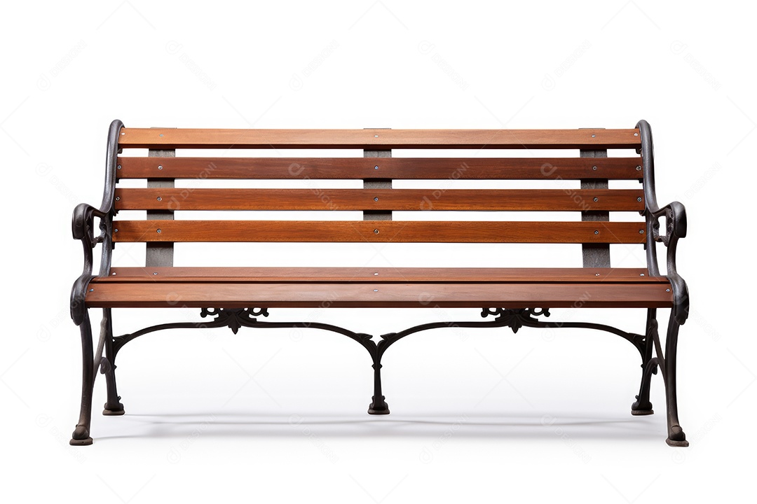 Banco de madeira com braços de ferro