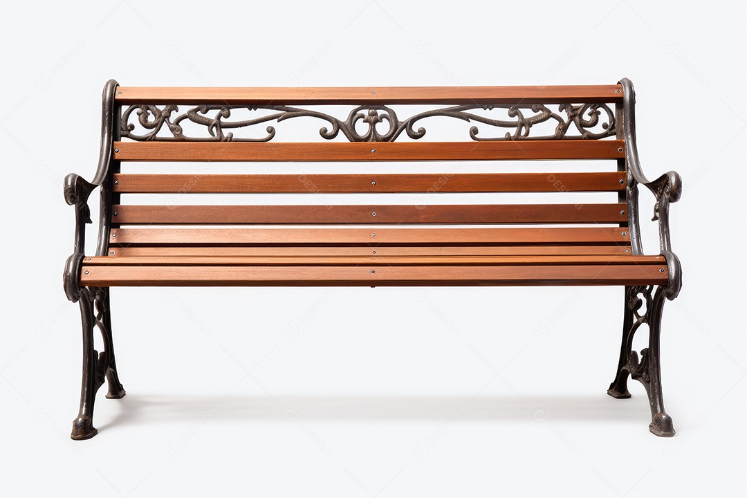 Banco de madeira com designe de ferro