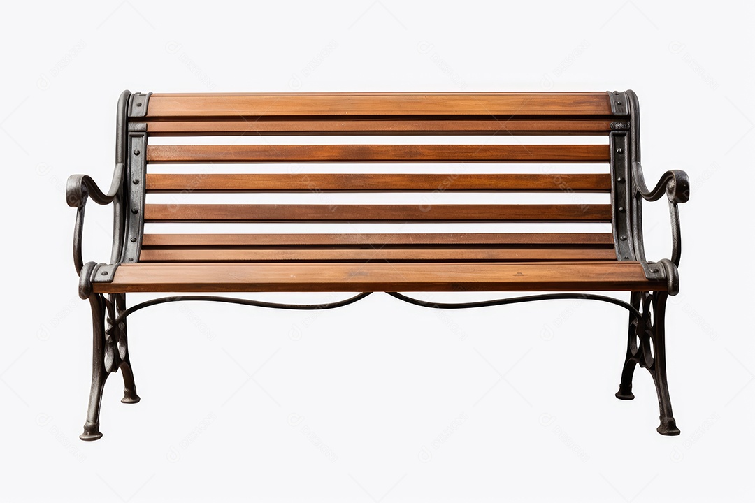 Banco de madeira renderizado sobre fundo branco