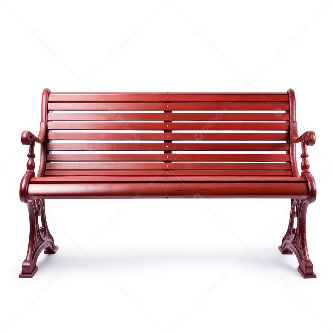 Banco de madeira renderizado sobre fundo branco