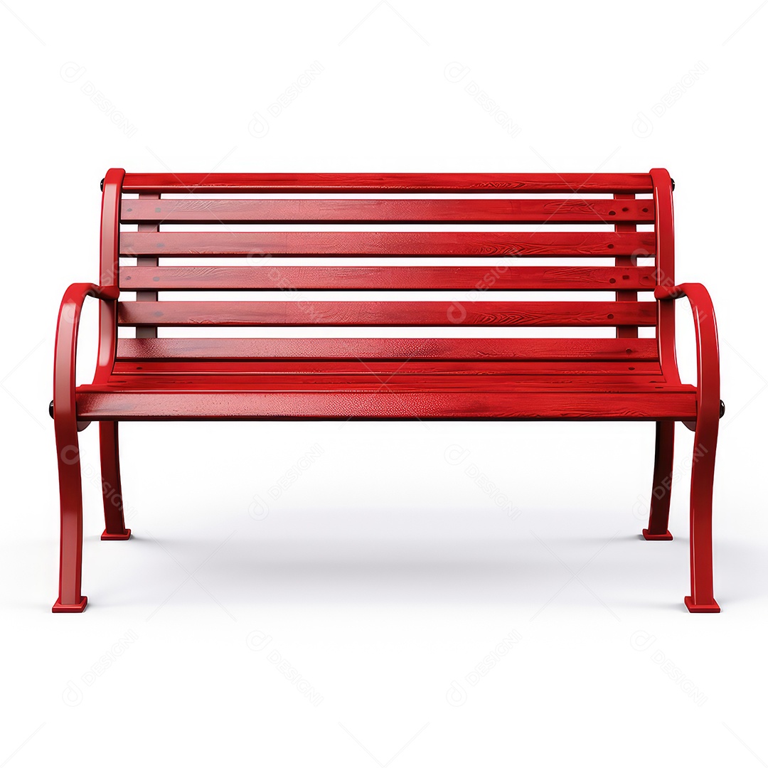 Banco de madeira renderizado sobre fundo branco