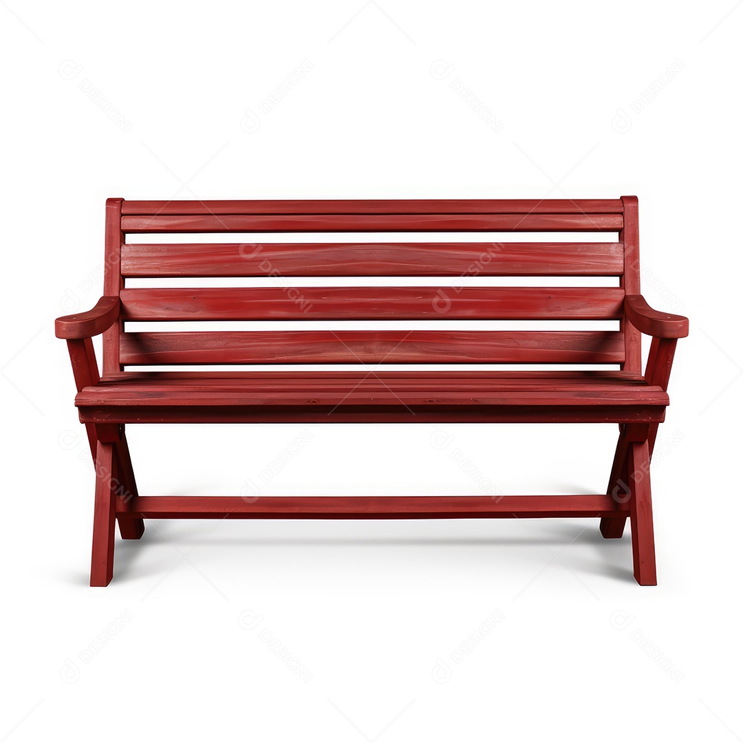 Banco de madeira renderizado sobre fundo branco