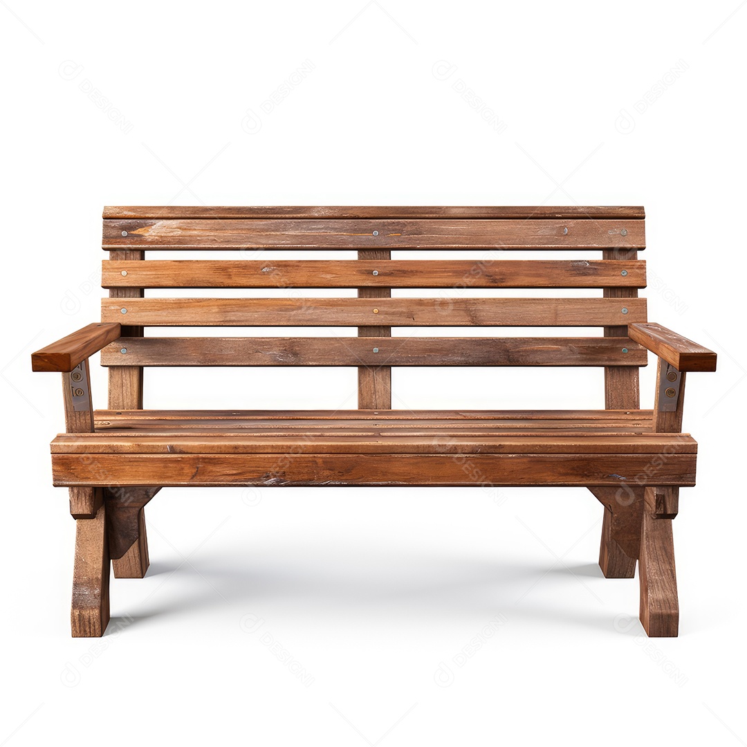 Banco de madeira renderizado sobre fundo branco