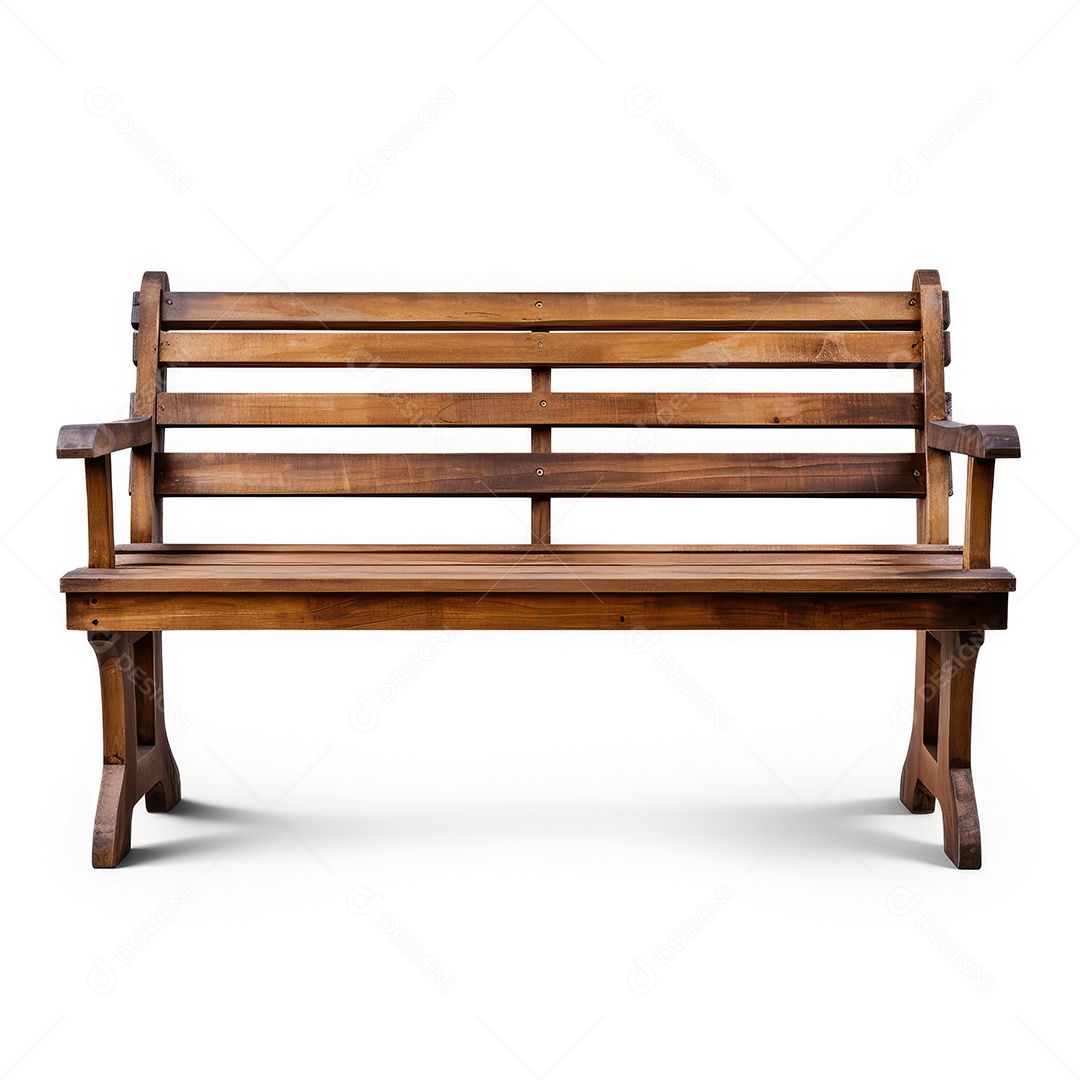 Banco de madeira renderizado sobre fundo branco