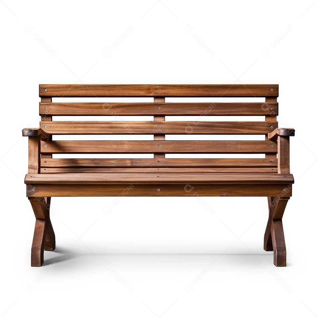 Banco de madeira renderizado sobre fundo branco
