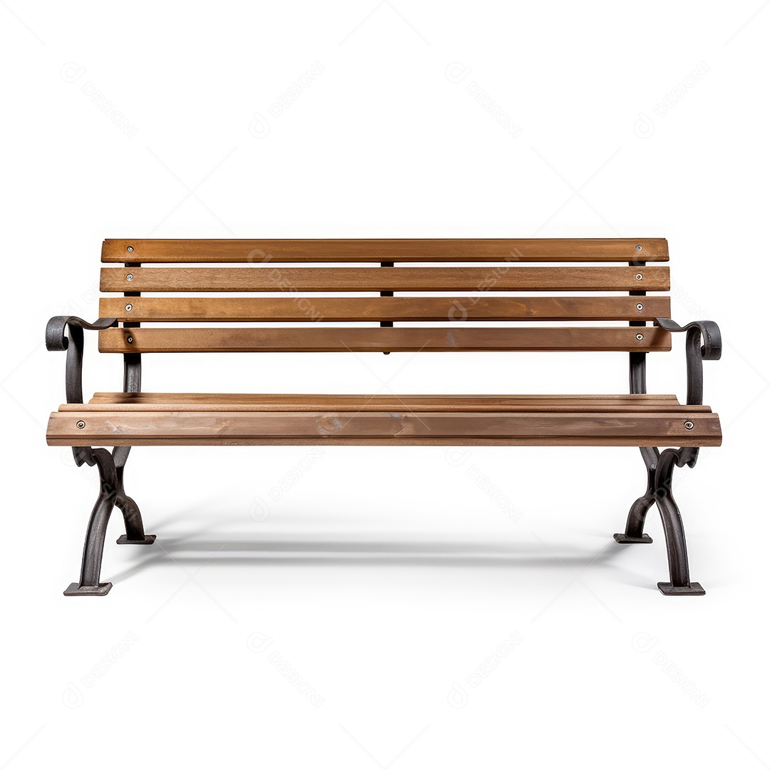 Banco de madeira renderizado sobre fundo branco