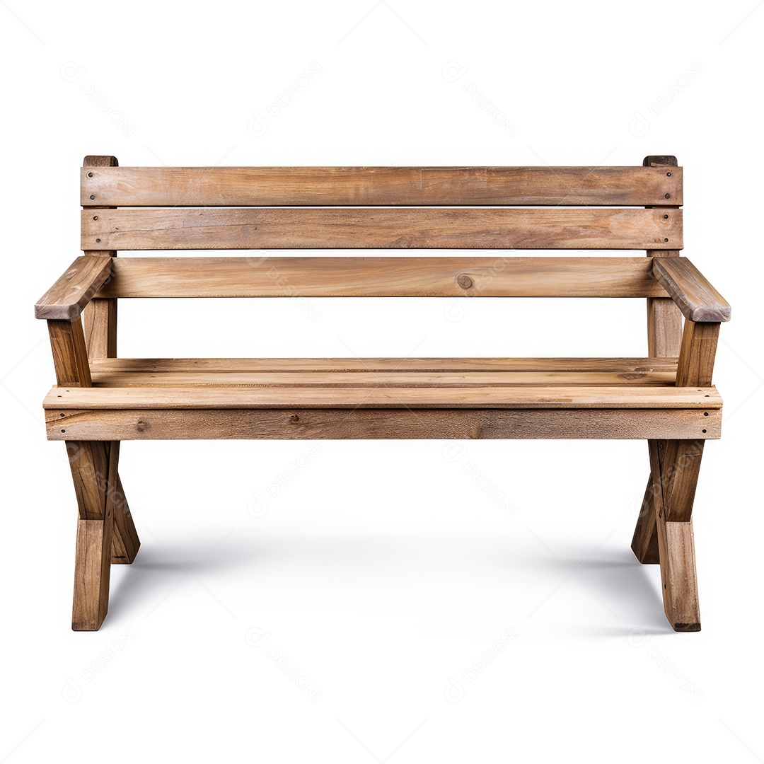 Banco de madeira renderizado sobre fundo branco