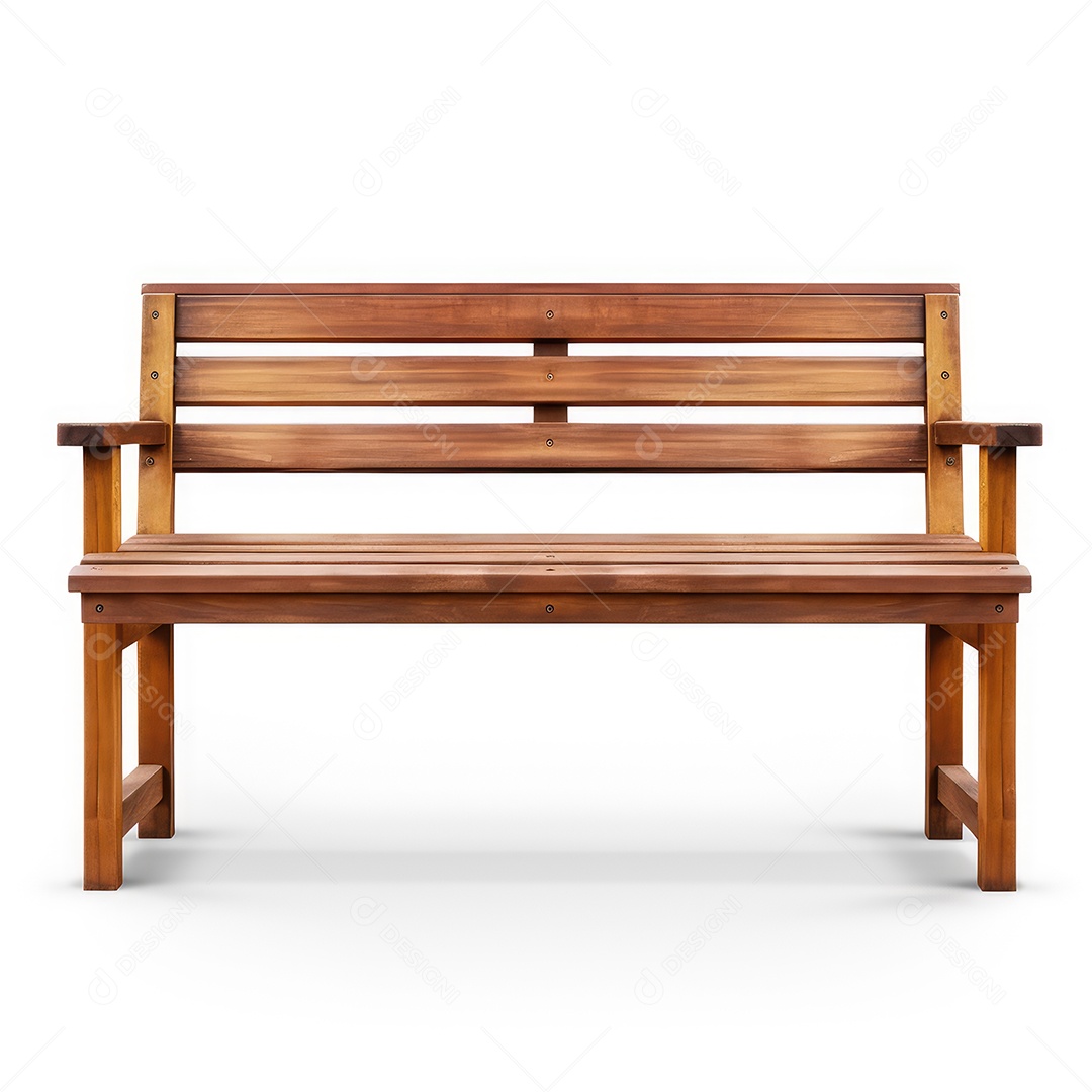 Banco de madeira renderizado sobre fundo branco