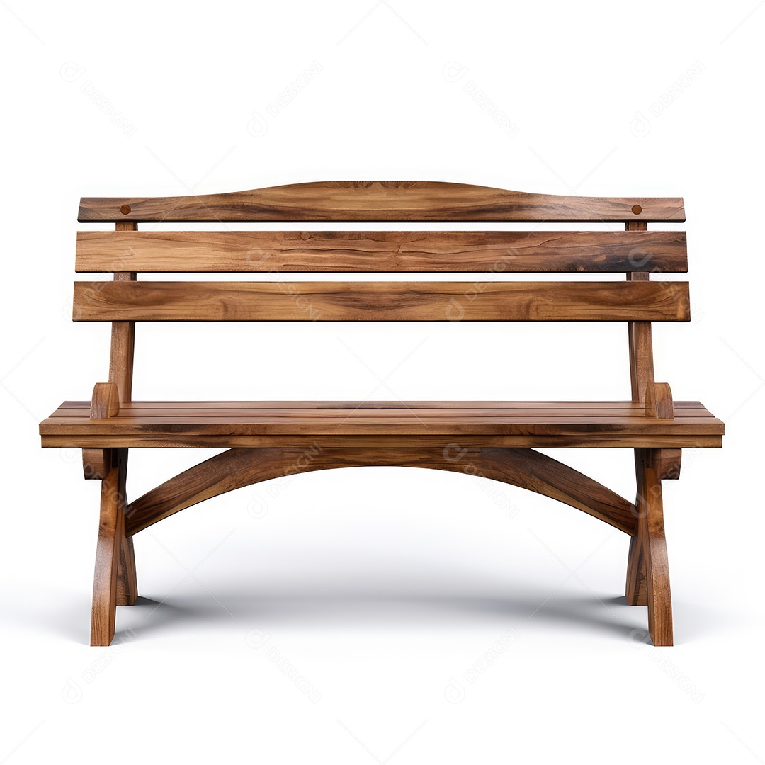 Banco de madeira renderizado sobre fundo branco