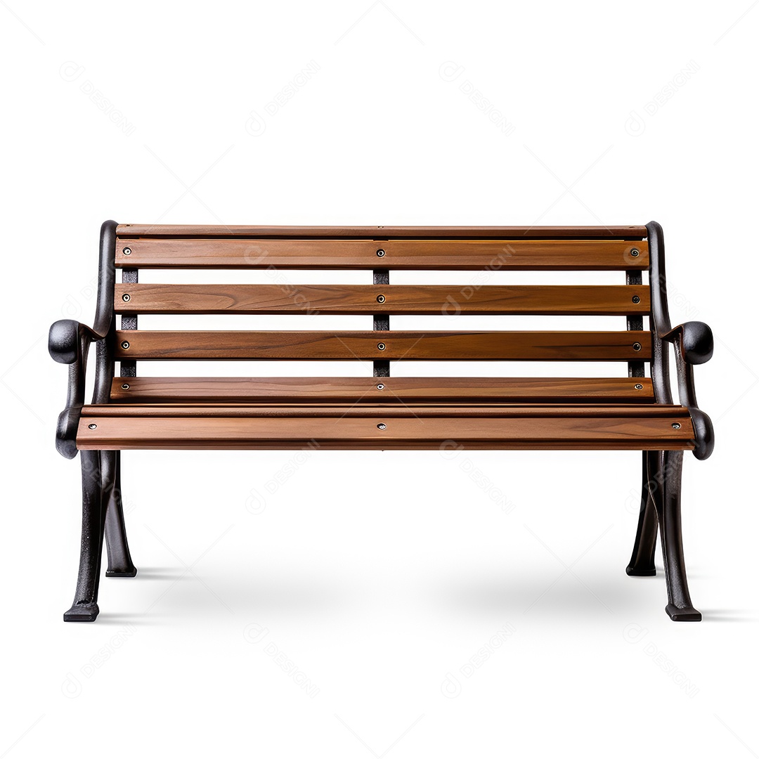 Banco de madeira renderizado sobre fundo branco