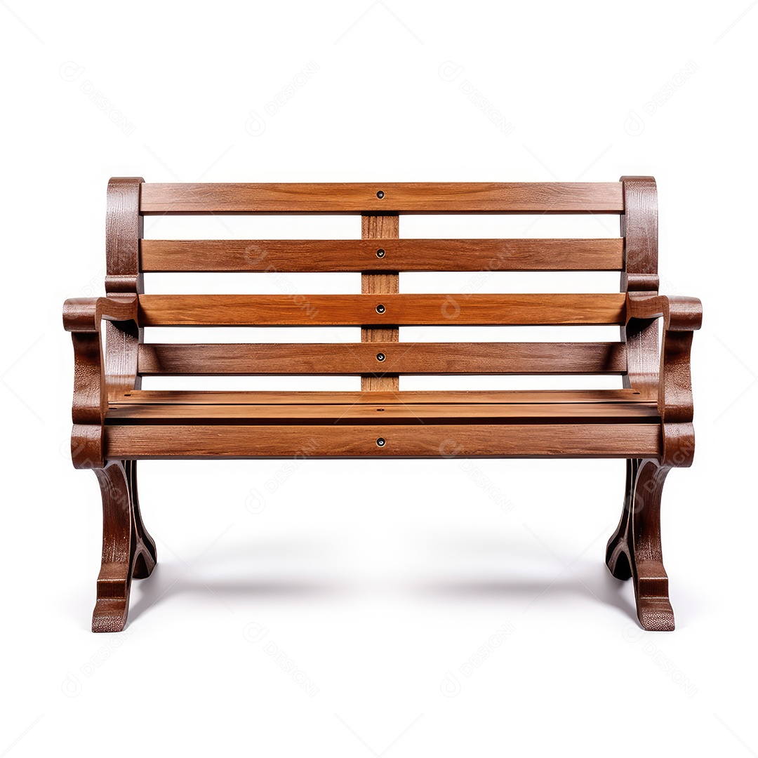 Banco de madeira renderizado sobre fundo branco