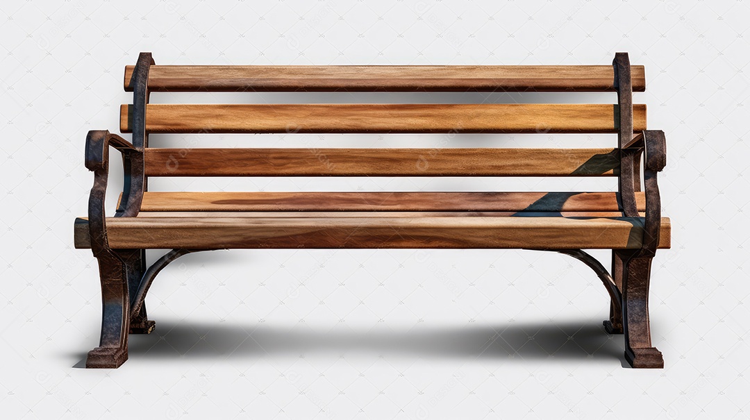 Banco de madeira renderizado sobre fundo branco