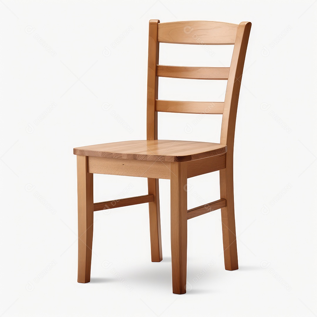 Cadeira de madeira com detalhes sobre fundo branco