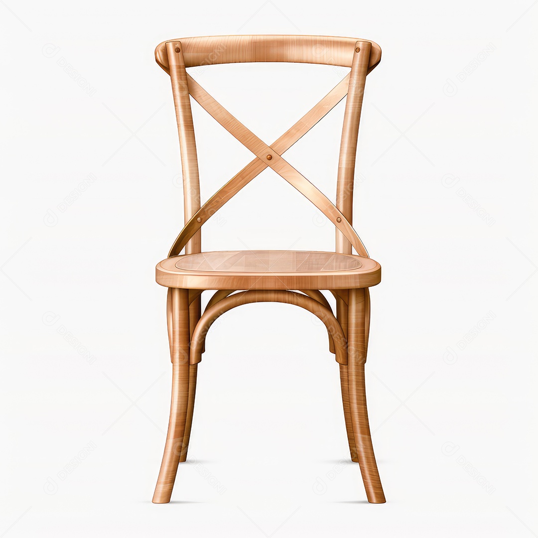 Uma cadeira de madeira sobre fundo branco