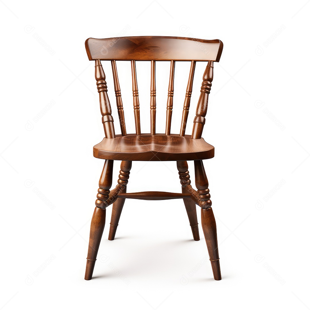 Cadeira de madeira sobre um fundo branco